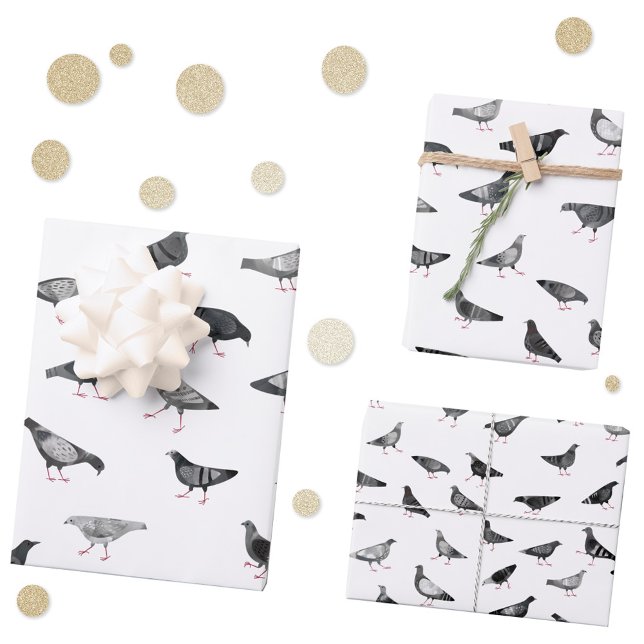 Pigeon Pattern Geschenkpapier Set (Fun pigeon pattern gift wrapping paper sheets)
