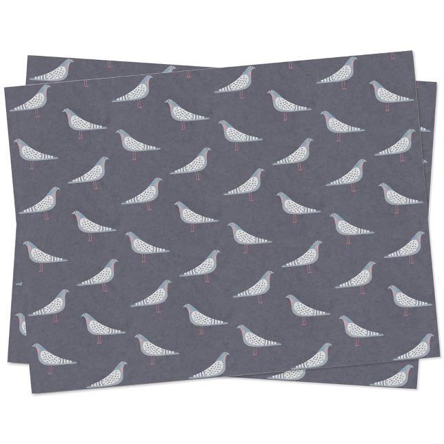 Pigeon Pattern Seidenpapier (Fun pigeon bird pattern dark tissue paper)