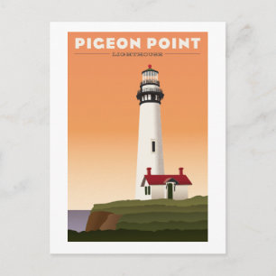 Pigeon Point Lighthouse Vintage Reise Postkarte