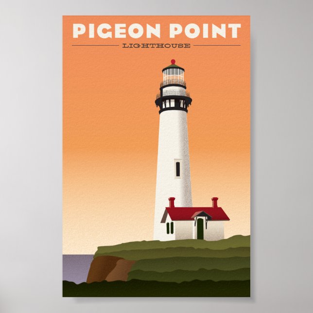 Pigeon Point Lighthouse Vintage Reiseplakat Poster (Vorne)