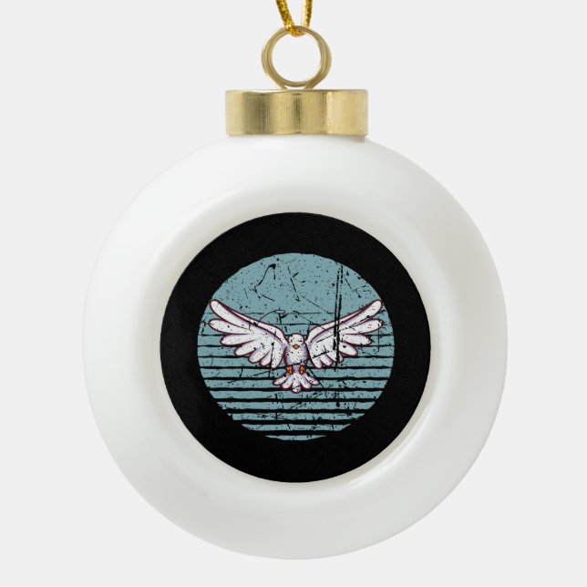Pigeon Retro Keramik Kugel-Ornament (Vorderseite)