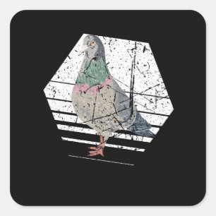Pigeon Retro Quadratischer Aufkleber