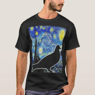 Pigeon Starry Night Van Gogh Vogelbeobachtung Orni T-Shirt