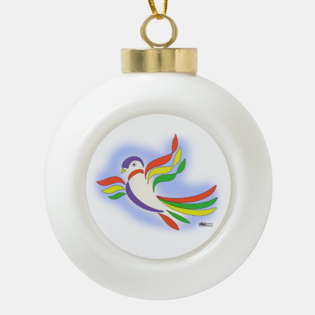Pigeon Stylized Bird Keramik Kugel-Ornament (Vorderseite)