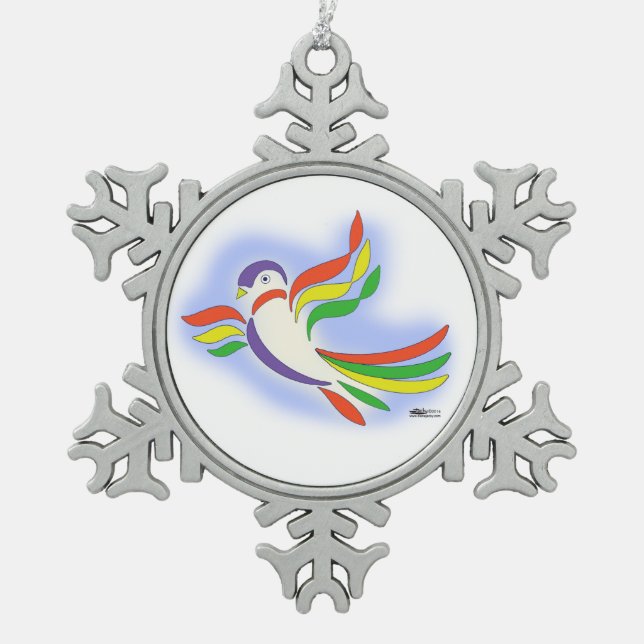 Pigeon Stylized Bird Schneeflocken Zinn-Ornament (Vorderseite)