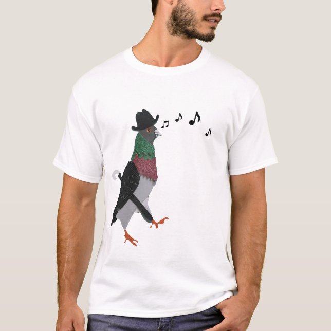 Pigeon Über Town Funny T-Shirt (Vorderseite)