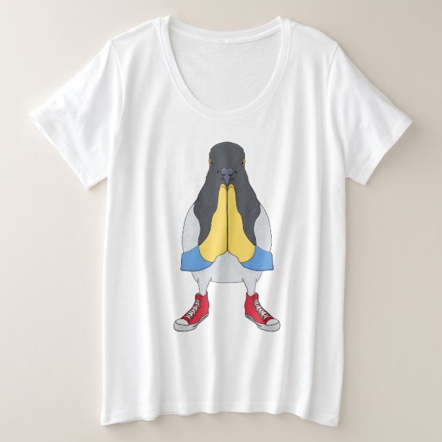 Pigeon with Shoes Große Größe T-Shirt (Design vorne)