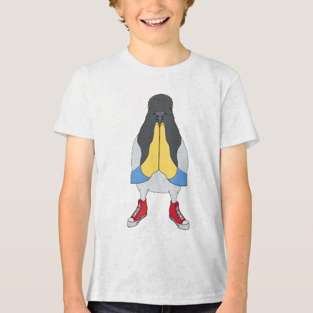 Pigeon with Shoes Tri-Blend Shirt (Vorderseite)