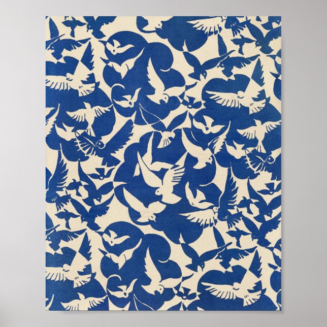 Pigeons in white and blue Rijksmuseum Amsterdam Poster (Vorne)