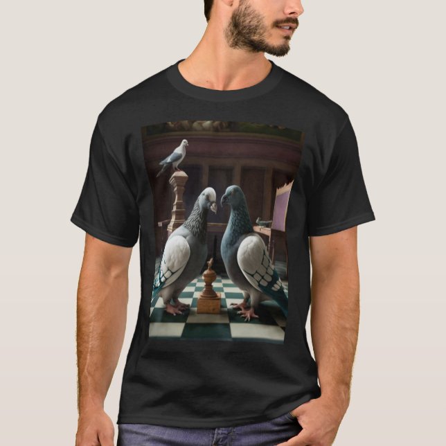 Pigeons playing chess T-Shirt (Vorderseite)