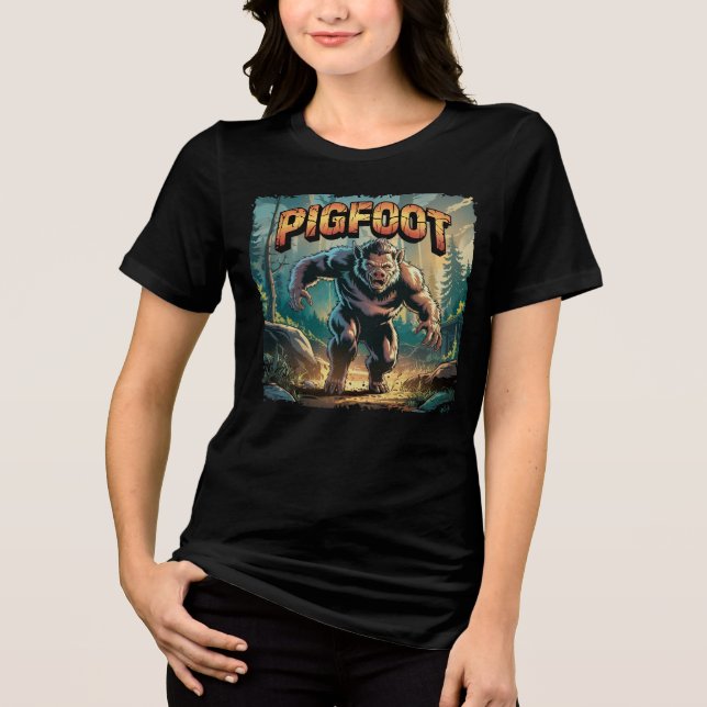 Pigfoot Illustration Combo Creature Funny Tri-Blend Shirt (Vorderseite)