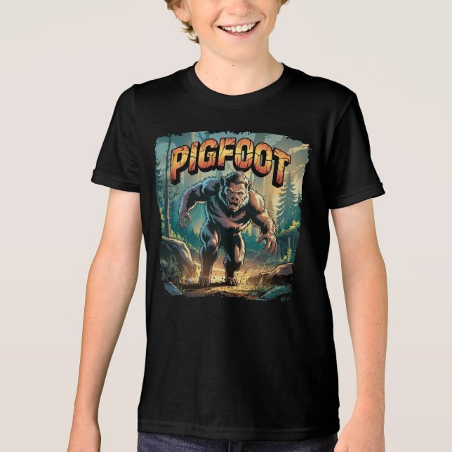 Pigfoot Illustration Combo Creature Funny Tri-Blend Shirt (Vorderseite)