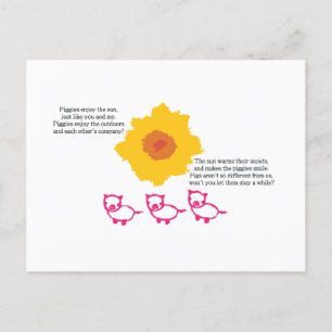 Piggies Enjoy the Sun Postcard Postkarte