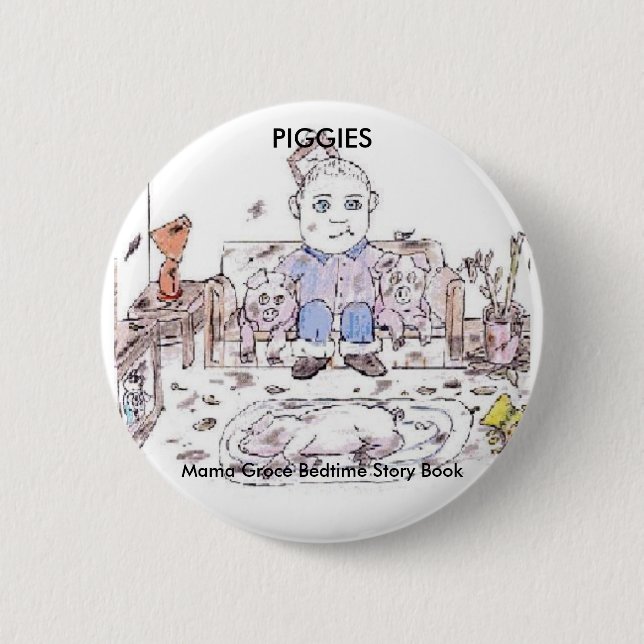 PIGGIES, Gutenachtgeschichte-Buch Mutter-Groce Button (Vorderseite)