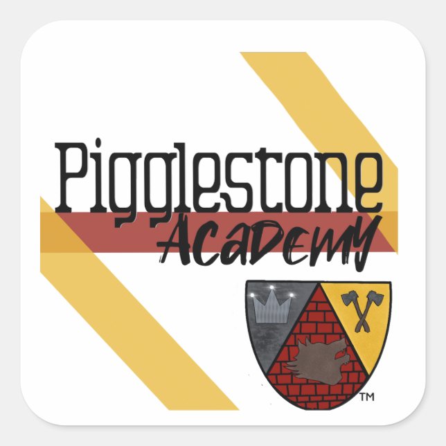 Pigglestone Academy Coat of Arms Quadratischer Aufkleber (Vorderseite)