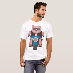 Piggy auf einem Motorrad: Front und Rückseite T-Shirt