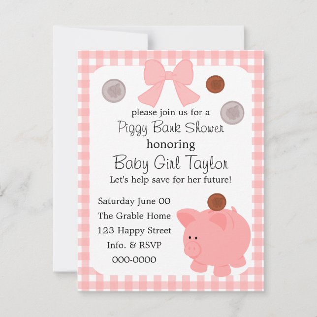 Piggy Bank Baby Shower Einladung (Vorderseite)