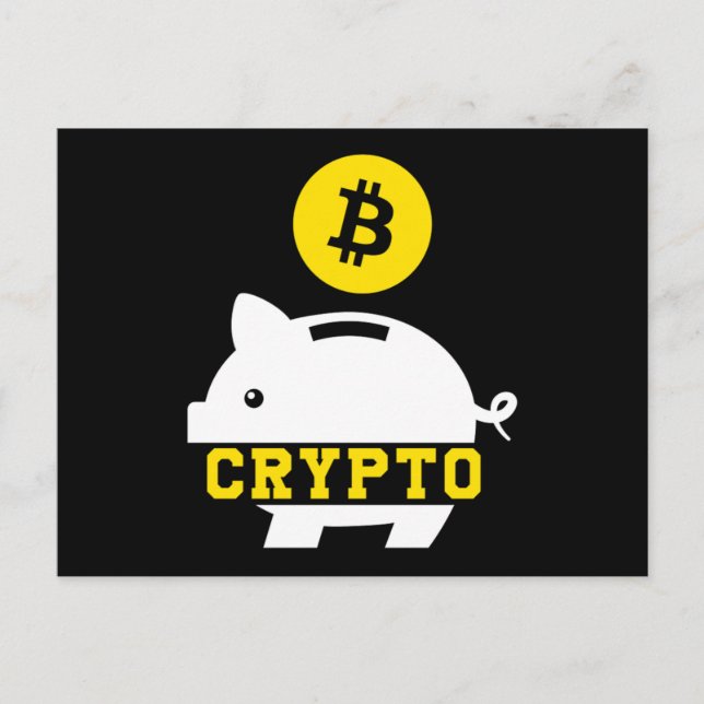 Piggy Bank Bitcoin Coin Cryptocurrency Crypto BTC  Postkarte (Vorderseite)