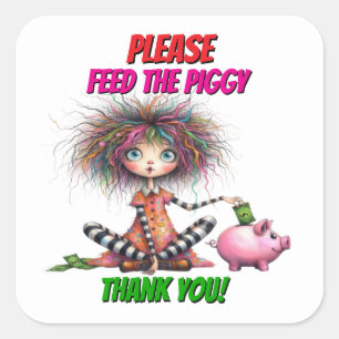 Piggy Bank Quadratischer Aufkleber