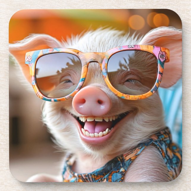 Piggy beach time getränkeuntersetzer (Vorderseite)