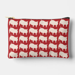 Piggy Charm Red White Print Cut Nähen Klein Zubehörtasche