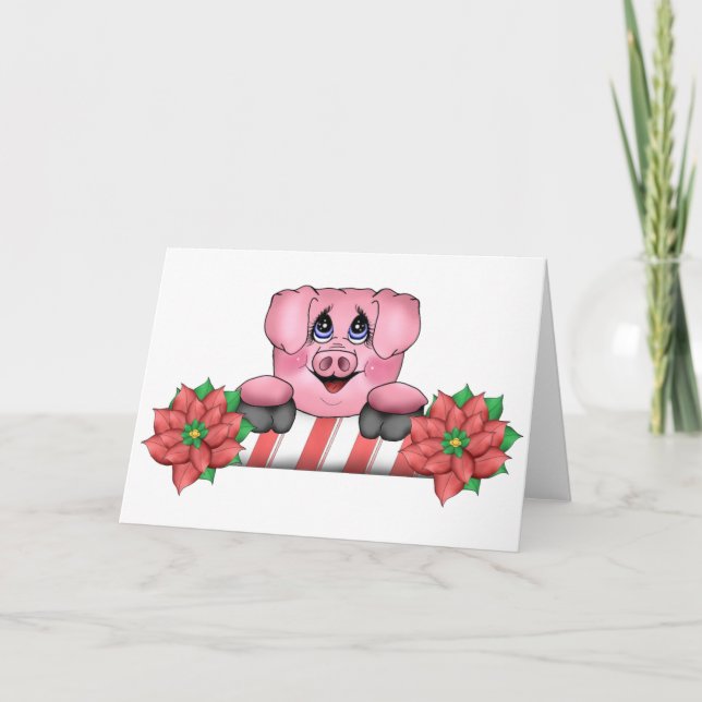 Piggy Christmas Card Feiertagskarte (Vorderseite)