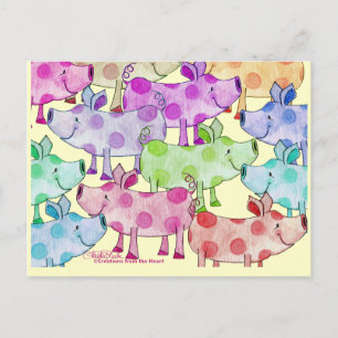 Piggy Collage Postkarte