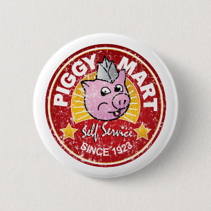 Piggy Handelszentrum-Vintages Button