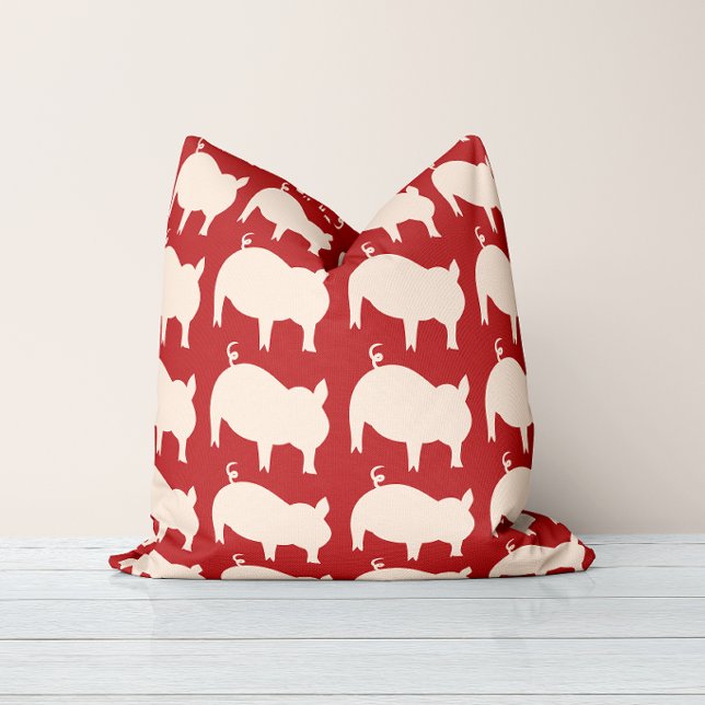 Piggy Parade Red White Throw Kissen (Von Creator hochgeladen)