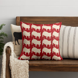 Piggy Parade Red White Throw Kissen