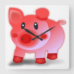 PIGGY PIGLET QUADRATISCHE WANDUHR