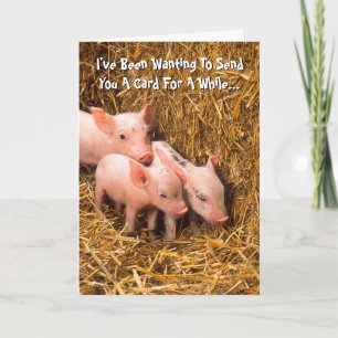 Piggy Pigs Piglet Thinking your card Karte
