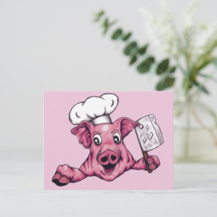 Piggy The Hamicidal Maniac Chef Pig Original Kunst Postkarte