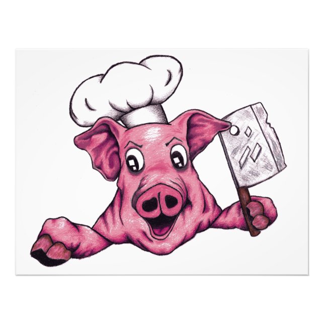 Piggy The Hamicide Maniac Cartoon Schweinefleisch  Fotodruck (Vorne)