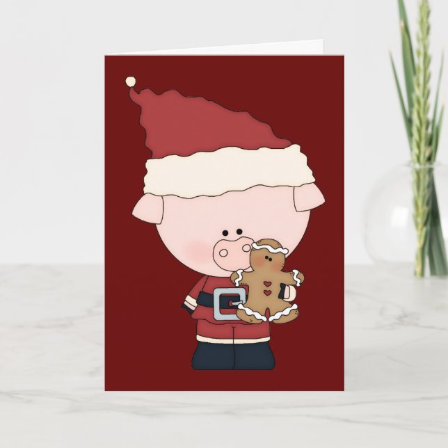 Piggy Weihnachtskarte Weihnachtsmanns Feiertagskarte (Vorderseite)