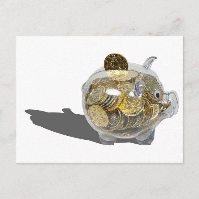 PiggyBankGoldCoins102410 Postkarte (Vorderseite)