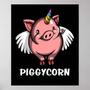 Piggycorn Pig Unicorn Magische Farm Animal Poster