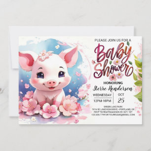 Piggy's Boho Farmyard Blooms Baby Shower Einladung