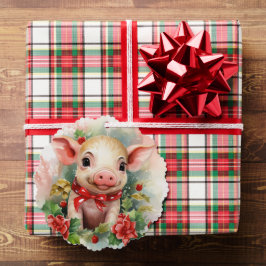 Piglet Baby Pig Geschenk Tag Weihnachtsbaum Ornament Karte
