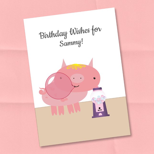 Piglet Bubble Gum Birthday wünscht Karte (Von Creator hochgeladen)