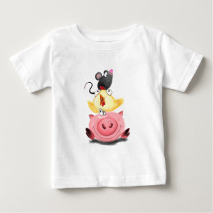Piglet Chick and Mouse Friends Baby T - Shirt Fun
