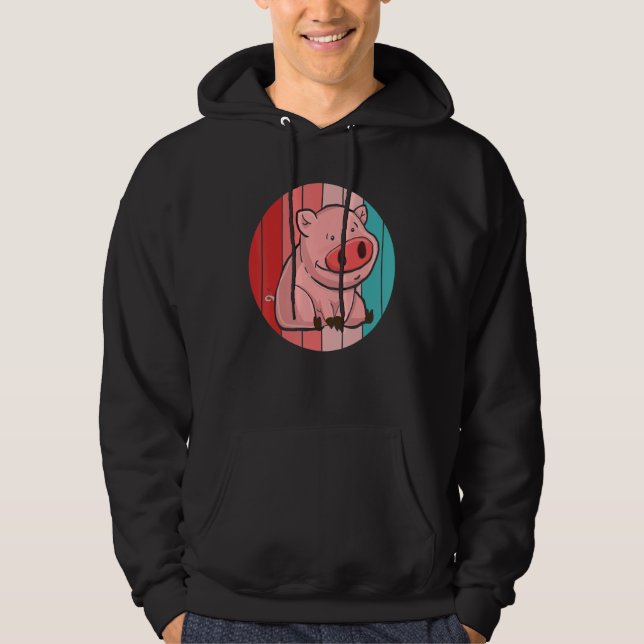 Piglet Farming Farm Animal  Farmer Retro Pig Hoodie (Vorderseite)