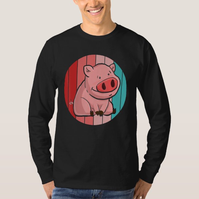 Piglet Farming Farm Animal  Farmer Retro Pig T-Shirt (Vorderseite)