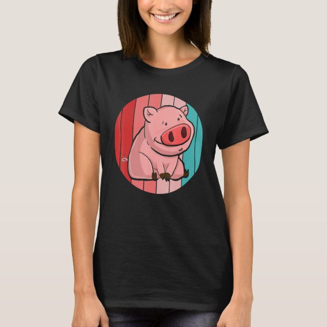 Piglet Farming Farm Animal  Farmer Retro Pig T-Shirt (Vorderseite)