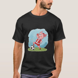 Piglet in Christmas costume and soccer ball T-Shirt