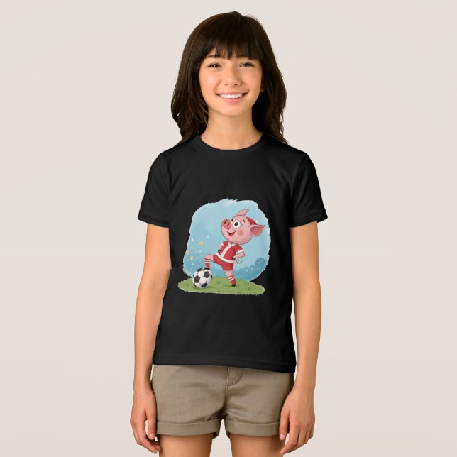 Piglet in Christmas costume and soccer ball Tri-Blend Shirt (Vorderseite Voll)