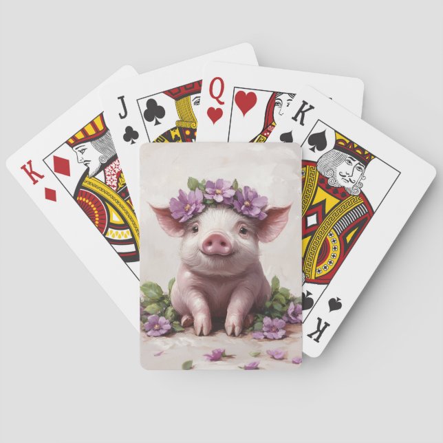 Piglet in einer Lila Blume Spielkarten (Rückseite)