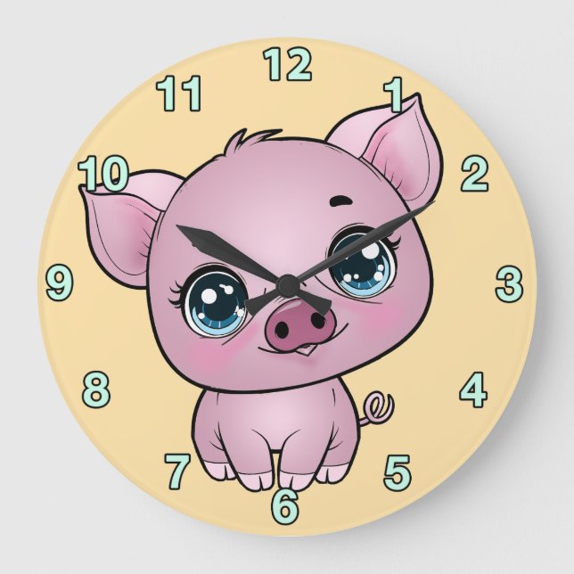 Piglet Wall Clock Große Wanduhr (Vorderseite)