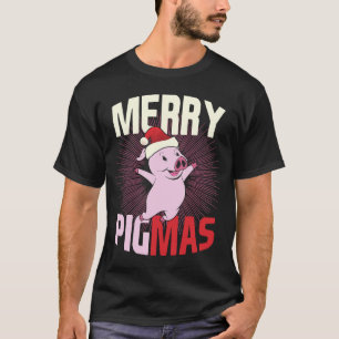Pigmas Happy Pig Weihnachtsmannmütze Frohe Weihnac T-Shirt