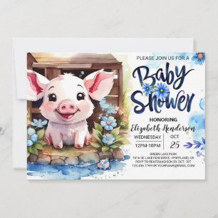Pig's Rustic Barnyard Soiree Baby Shower Einladung